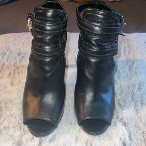 Michael Kors peep toe leather heels, size 8 in black